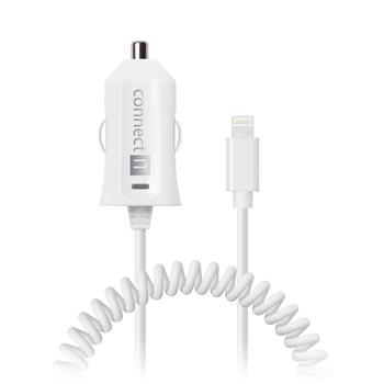 CONNECT IT InCarz nabjeka do auta MFi Apple Lightning 2,4A, 1m spirlov flexibiln kabel, bl