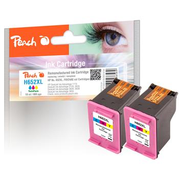 Peach inkoustov npl barevn Twinpack, kompatibiln s HP F6V25AE, No 652XL