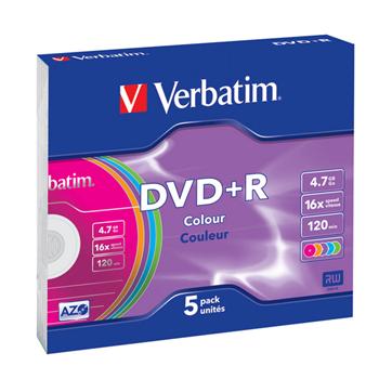 VERBATIM DVD+R 4,7GB 16x COLOR slim 5p/BAL EOL