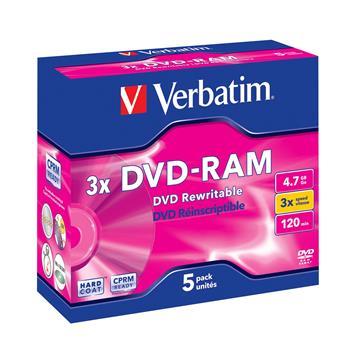 VERBATIM DVD-RAM 4,7GB, 3x, jewel case 5 ks