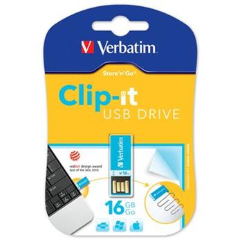 VERBATIM flashdisk 16GB USB 2.0 Clip-it Blue