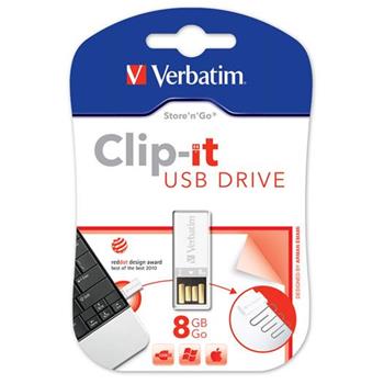 VERBATIM flashdisk 8GB USB 2.0 Clip-it White