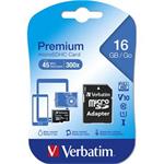 VERBATIM Premium microSDHC 16GB UHS-I V10 U1 + SD adaptr