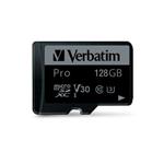 VERBATIM Pro microSDXC 128GB UHS-I V30 U3 + SD adaptr
