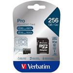 VERBATIM Pro microSDXC 256GB UHS-I V30 U3 + SD adaptr