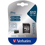 VERBATIM Pro microSDXC 512GB UHS-I V30 U3 + SD adaptr