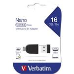 VERBATIM Store 'n' Stay NANO 16GB USB 2.0 + OTG adapter ern