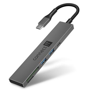 CONNECT IT CompactPRO USB-C hub + teka karet, (2xUSB-A 3.0, 1xUSB-C), extern, ANTRACITOV