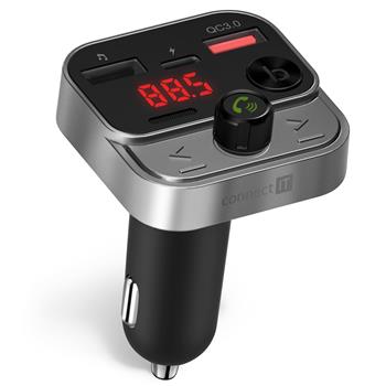 CONNECT IT InCarz Bezdrtov FM transmitter, 2x USB-A + 1x USB-C, ANTRACITOV