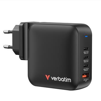 VERBATIM Mini GaN nabjeka 165W - 3x USB-C PD 140W / 1x USB-A QC 3.0