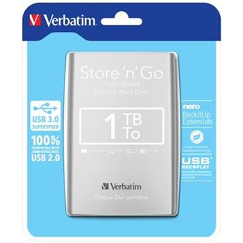VERBATIM Store´n´ Go 2,5" HDD 1TB USB 3.0 stříbrný